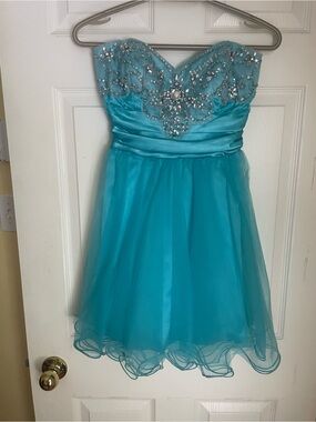 Junior prom short formal blue dress